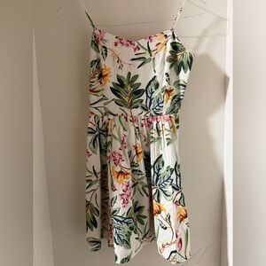 H&M Floral Print Dress - White and Green